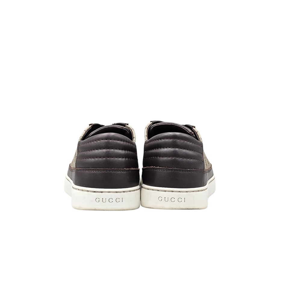 Gucci Men's Size 9.5 US GUC Brown Leather GG Supreme Low Top Sneakers Shoes READ - Picture 4 of 8
